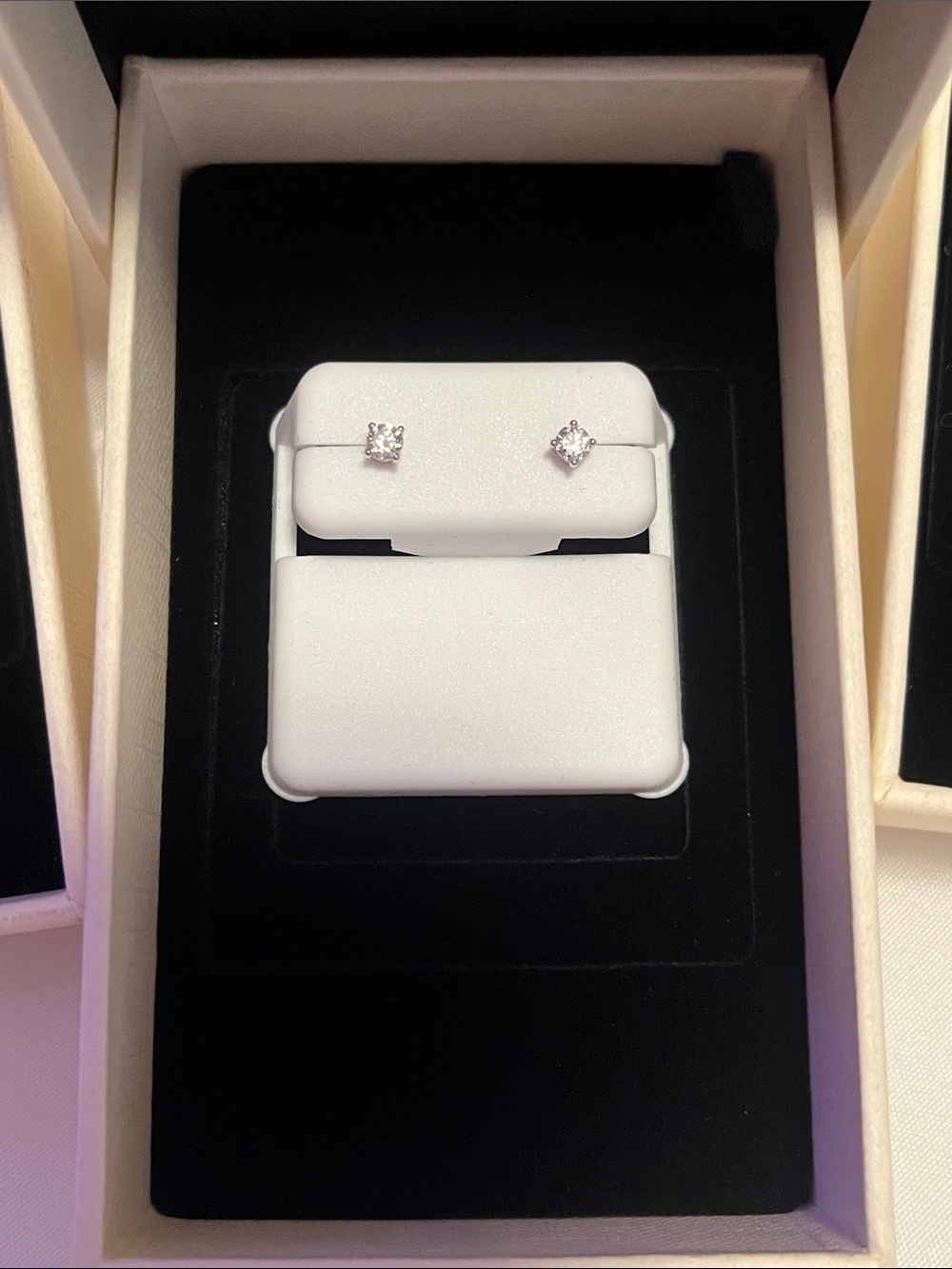 Classic Solitaire Moissanite .25 Caret Earrings in Sterling Silver Setting. NWT